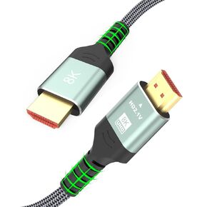8K 4K HDMI Cable 48Gbps Hdmi 2.1 Cable High Speed Braided HDMI Cord 4K@120Hz 8K@60Hz DTS:X HDCP 2.2 & 2.3 HDR 10 hdmi to hdmi Cable Compatible with Roku TV,PS5,Blu-ray,HDTV-4Ft/1.2M