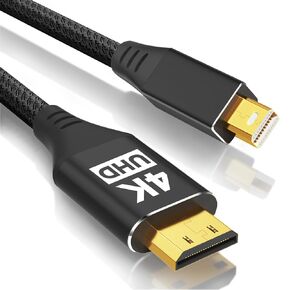 4K Mini HDMI to Mini Displayport Cable 6FT, Uni-Directional 4K Mini HDMI to Mini DP Cord, Ultra-High Speed 4K@60Hz/2K@120Hz for Camera, Laptop, Tablet, Paid, Graphics/Video Card, Raspberry Pi