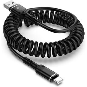 USB to USB C Coiled Cable Fast Charging 6FT, Retractable USB C Car Charger Cable Android Auto Type C Cord for Samsung Galaxy S25 Ultra A16 A15 A55 S24 S23,Google Pixel 9 8 7 6 Pro,iPhone 16 15 Pro Max