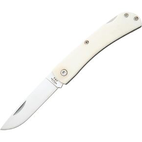 BEAR AND SON - MANUAL - 2.75 - Drop Point - 440 Stainless Steel - White Smooth Bone - Lockback - WSB37L