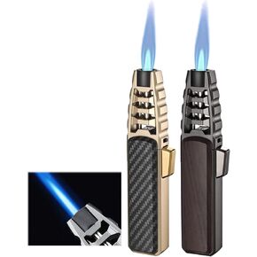 Turbine Torcher Lighter- Solar Torch Butane Lighters,Inflatable Gas Waterproof Windproof Jet Torch Lighter for Candle Camping BBQ Kitchen Windproof - Butane Not Included (A+B - 2PCS)