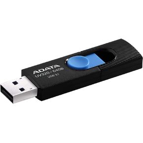 ADATA UV320 USB 3.1 64 GB Quick Slide Capless Flash Drive Black (AUV320-64G-RBKBL)