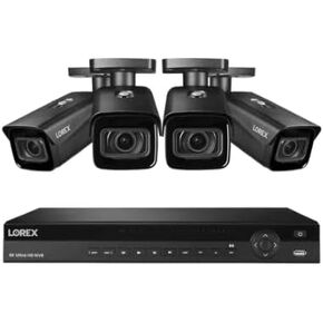 Lorex NC4K4MV-164BB-2 4K 16-Channel 4TB Wired NVR System with Nocturnal 4 Smart IP Bullet (4X LNB9383/Black) Cameras Featuring Motorized Varifocal Lens, Vandal Resistant and 30FPS Recording