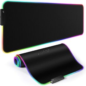 RGB Gaming Mouse Pad,Large Mouse Pad,13 Colors Led Light RGB PC Gaming Desk Mat, Non-Slip Rubber Based with Waterproof Coating Big Mouse Pad (35.4" x 15.7")