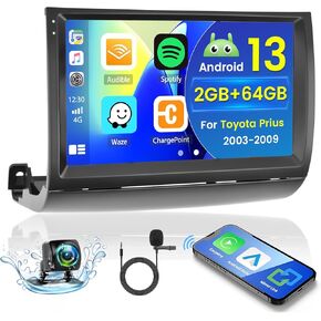 Hikity for Toyota Prius 2003-2009 Android Car Stereo Radio مع Carplay Wireless Android Auto ، 2+64g 9 inch touchscreen Radio WiFi GPS Navigation Bluetooth FM RDS EQ Mirror Link in Kuwait