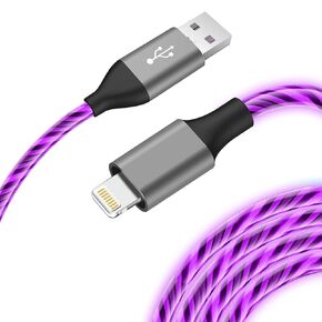 Light-Up iPhone Charger Cord, 3.3ft - LED iPhone Charging Cable [Apple MFi Certified] - Compatible with iPhone 14/13/12/11/XR/XS/X/8, iPad, AirPods, iPod, and More (Purple)