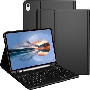 Keyboard Case for iPad 10th Generation 10.9 Inch 2022 [Magnetic Detachable Wireless Keyboard][Support 3 System] Flip Stand Case with Pencil Holder for iPad 10.9" 10th Gen, Black