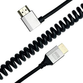 Seadream 4K Angled Coiled HDMI Cable,Coiled Left Angled HDMI Male to Male Spring Cable,HDMI 2.0 18Gbps Cord Extension Converter HDTV Support 3D,4K,Stretched Length Up to 7.8FT(2.4M)