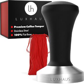 LuxHaus 58mm Espresso Tamper - Premium Barista Coffee Tamper with 100% Flat Stainless Steel Base
