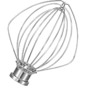 K45WW Dishwasher Stainless Steel Wire Whip Attachment, 6 Wire Whisk fits KitchenAid 4.5 and 5 Quart Tilt-Head Stand Mixers, Dishwasher Safe