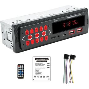 Car Radio Audio USB Port SD Card Slot Player Receiver Bluetooth Hands-Free with Remote