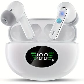 Wireless Earbuds Bluetooth 5.4Headphones Bass Stereo Ear Buds with Noise Cancelling Mic LED Display in Ear Earphones IP7 Waterproof 48H Playtime for Laptop Pad Phones Sports Workout