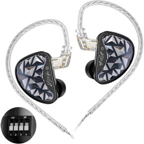 KZ AS24 PRO Monitor Monitor Headphone ، 24BA برامج تشغيل عالية الأداء IEM مع 8 مفاتيح ضبط ، وضوح عزل ضوضاء HIFI في جميع سماعات الصوت الاستريو التردد (ضبط ، NOMIC)