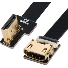 Xiwai CYFPV Left Angled 90 Degree HDMI Male to Female FPC Flat Cable for HDTV Multicopter Aerial Photography (0.8M)