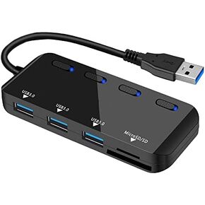 USB Hub with SD Card Reader, VVTOYER USB 3.0 Hub with 3 USB Ports and 2 Card Slots (SD/Micro SD Card Reader)