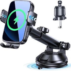 Wireless Car Charger Mount, Wireless Phone Charger for Car Auto Clamping【3 in 1】Car Phone Holder Charger【Windshield + Vent + Dash 】Phone holders for Your Car Wireless Charger for iPhone 16 15 14 13 12