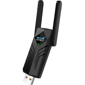 Wireless USB WiFi6 Adapter for PC Dual 3Dbi Antenna 5G/2.4G WiFi Adapter for Desktop Laptop Windows11/10/7, Wireless Adapter for Desktop Computer Network Adapter