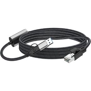 2 in 1 USB c to Ethernet Adapter 1000mbps with Network Cable