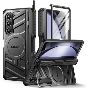 Tongate Magnetic for Z Fold 5 Case with S Pen Holder & STAND ، [متوافق مع Magsafe] حالة الهاتف الوعرة الثقيلة المدمجة في واقي الشاشة ومقطع الحزام لسامسونج Galaxy Z Fold 5G 5G 2023 ، Black