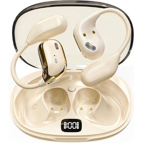 Out of Ear Open Ear Headphones OWS Hanging Earphones Skin Tone Wireless Bluetooth 5.4 Running Earbuds with Earhooks Outside Ear Earphones Over The Ear Buds for Sport Air Bone Conduction Headphones