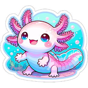 Axolotl Sticker Decal Vinyl Small Waterproof for Water Bottle Mug Passport Book Scrapbook Notebook Laptop Tumbler Skateboard Computer Phone Funny Gift Car Stickers Size - 4″×4″