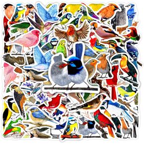 51 Pcs Colorful Bird Water Bottle Stickers for Kids, Cute Bird Animal Aesthetics Waterproof Vinyl Laptop Decals for Kids Teens Adults Gifts, Notebook Scrapbook Luggage Phone Case Skateboard Helmets