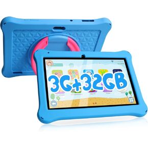 Kids Tablet 10 inch Android 13 Tablet for Kids, 3GB RAM+32GB ROM Toddler Tablet with 6000mAh Battery IPS HD Display Support WiFi Bluetooth Parental Control Kids Learing Tablet with Blue Case