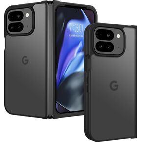 BENTOBEN for Google Pixel 9 Pro Fold Case, Translucent Matte Reveal Logo Slim Thin Shockproof Anti-Yellow Lightweight Women Men Boys Girls Protective Phone Cover Cases for Pixel 9 Pro Fold 8.0", Black