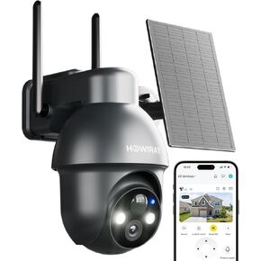 3MP Security Cameras Wireless Outdoor, Solar Camera Wireless with 360° View for Home Surveillance, WiFi Camera with Spotlights, AI Detection, Color Night Vision, Siren Alarm,IP65,Q3 Pro Grey