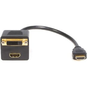 StarTech.com 1 ft. (0.3 m) HDMI Splitter Cable - 2 Port - HDMI to HDMI and DVI-D Adapter - HDMI Splitter (HDMISPL1DH) Black