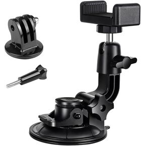 Car Suction Cup Mount with Phone Holder Action Camera Windshield Window Mount, Compatible for Hero 13 12 11 10 9 8 7/360 X3 X4 / DJI Action 3 4 5 pro Pocket 3 Accessories