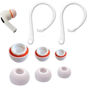 Silicone-Covered Memory Foam Ear Tips for AirPods Pro 2 (3 Sizes: S/M/L) with Secure Ear Hooks - Noise Isolation, Comfortable Replacement for Enhanced Listening Experience | 3 Pairs