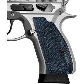 Cool Hand G10 Grips for CZ 75/85 Compact, CZ P-01, P100, C100, Tristar T100, CZ PCR, CZ 75 D, Black Grips Screws Included, Palm Swell Back Style, Aggressive Texture