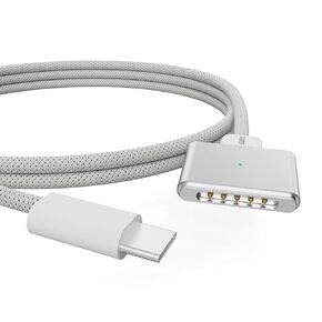 140W Magnetic 3 to USB-C Cable, Magnetic Safe Charging Cable for 14" 16" MacBook Pro 2021 M1 Pro & Max, MacBook Air 2022 M2, MacBook Pro 2023 M2 Pro & Max - 6.6ft, White