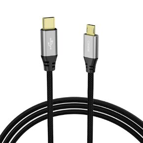USB C إلى Micro USB Cable 0.6 ft ، Type-C إلى سلك شاحن Android Micro ، الموصلات المطلية بالذهب ، مطلي بالذهب ، متوافق مع Galaxy S7 S6 J7 Edge Note 5 ، PS4 ، Kindle ، MP3 ، مروحة محمولة ، المزيد