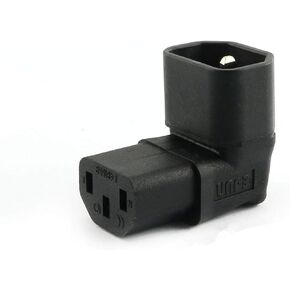 ZYAMY 1PCS C13 to C14 Right Angle AC Adapter 3 Poles Power Converter for Turn Up Wall LCD Interface