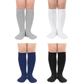 Zando 4 Pairs Kids Soccer Socks Baseball Softball Football Socks Youth Tube Athletic Socks Boys Girls Knee High Socks