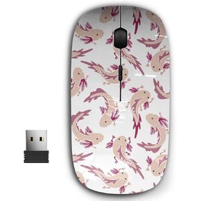 2.4G Ergonomic Portable USB Wireless Mouse for PC, Laptop, Computer, Notebook with Nano Receiver (Axolotl Fish)