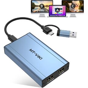 MT-VIKI HDMI Splitter Extended Display for Dual Monitors/Multi-Monitor, USB 3.0 & USB C Adapter to HDMI for Mac and Windows, 4K@30Hz & 1080P@60Hz