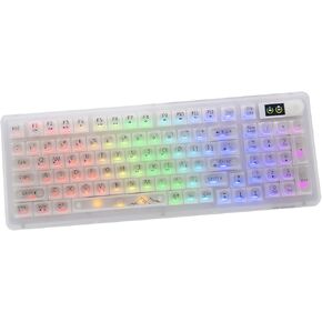 V99 Hot Swappable Transparent Mechanical Keyboard with OLED Display,98 Keys RGB Custom Gaming Gasket Structures with BT5.1/2.4G/USB-C for Windows/Mac,Pioneer V1 Satellite Axis