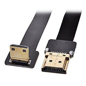 JSER 90 Degree Down Angled FPV Mini HDMI Male to HDMI Male FPC Flat Cable 50cm for Multicopter Aerial Photography