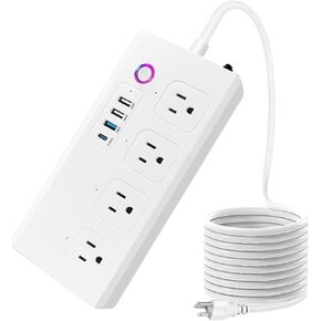 Zigbee Smart Power Strip Surge Protector, Extension Cord w/ 4 Individually Controlled AC Outlets & 4 USB Ports, Voice/Remote Control Compatible with Alexa & Google Home, Tuya Zigbee Gateway Required
