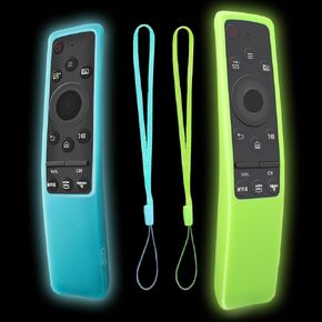 2 Pack Cover for Samsung Remote Silicone Protective Case Compatible with Samsung TV Remote Control Cover BN59 Series Glow in The Dark Remote Skin Sleeve (Glow Green + Glow Blue)