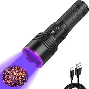 WINDFIRE UV Flashlight 365nm Black Light, Rechargeable Blacklight Flashlights with LCD Display, Powerful Ultraviolet Lights for Pet Urine Detection, Scorpions, Resin Curing, Uranium Glass, AC Leak