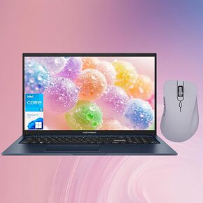 ASUS Vivobook 17.3" FHD Daily Laptop, Intel Core i3-1215U, Intel UHD Graphics, 36GB RAM, 1TB SSD, HDMI, Webcam, Wi-Fi, Windows 11 Home, Blue, Bundle with Thunderobot ML101 Purple Wireless Mouse