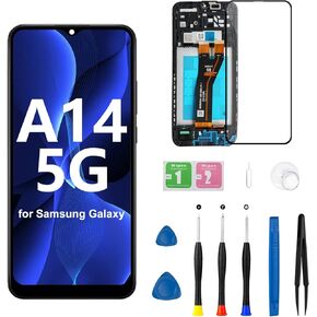 for Samsung Galaxy A14 5G Screen Replacement a146u a146a s146w s146dl LCD Frame Display Touch Digitizer Assembly with Repair Tool Kits 6.6 inch Black