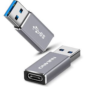 Onvian USB C to USB A Adapter, 10Gbps USB C Female to USB Male Adapter 2-Pack, USB C 3.1 GEN 2 Adapter, Support Double Sided Data Transfer & Charging, USB A to USB C 3.1 Converter - Grey