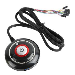 PC Power Button Desktop ABS Plug and Play PC Power Switch Computer Power Switch Button PC Power ON/Off Switch Button for Internet Cafe(2USB+Audio)