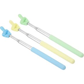 PATIKIL Telescopic Teachers Pointer Stick, 3 Pcs Classroom WhiteBoard Teacher Hand Finger Mini Pointer for Presentation Speaker, Blue Green Yellow Style1