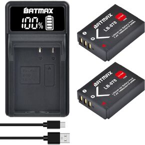 Batmax 2X LB-070 Battery + Quick LCD Charger for Kodak Pixpro AZ901, Kodak Pixpro AZ901 Astro Zoom, Kodak PIXPRO S1,Minolta MN67Z 20MP FHD, Minolta MN67Z-BK Cameras